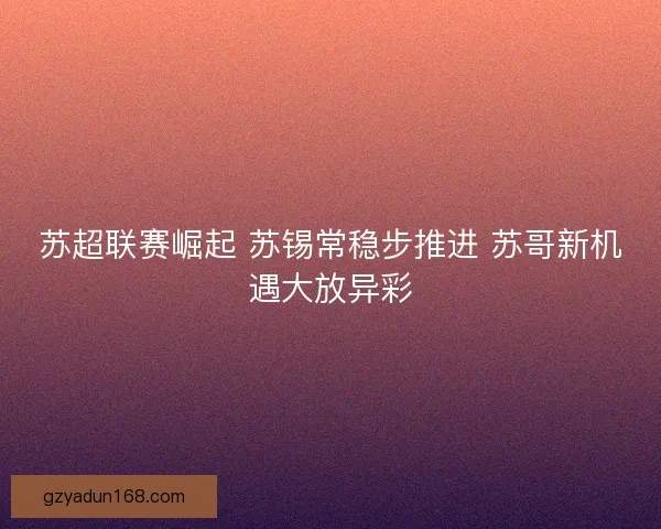 苏超联赛崛起 苏锡常稳步推进 苏哥新机遇大放异彩
